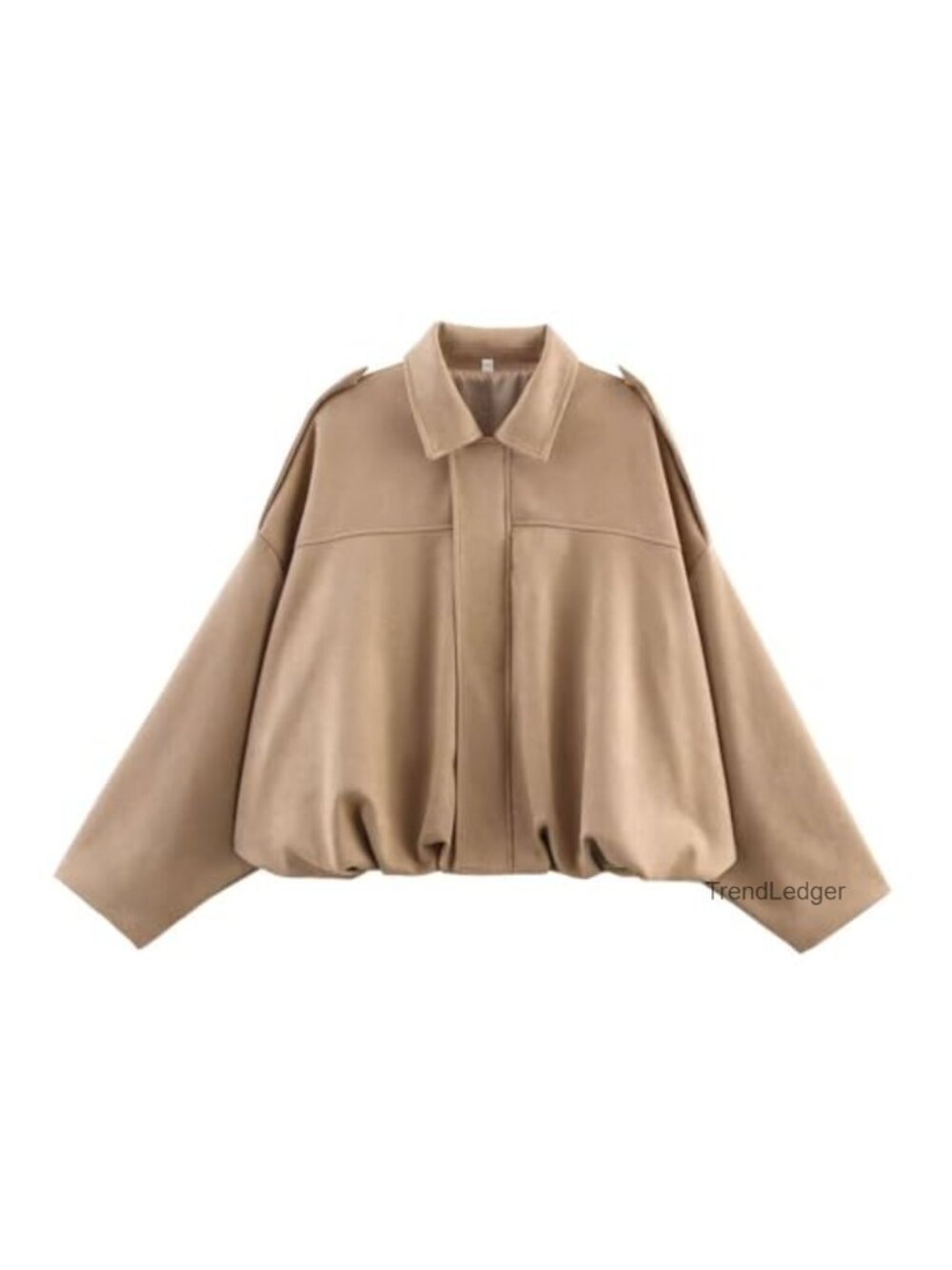 Faux Suede Bomber Jacket Oversized Zip Up Crop Streetwear
